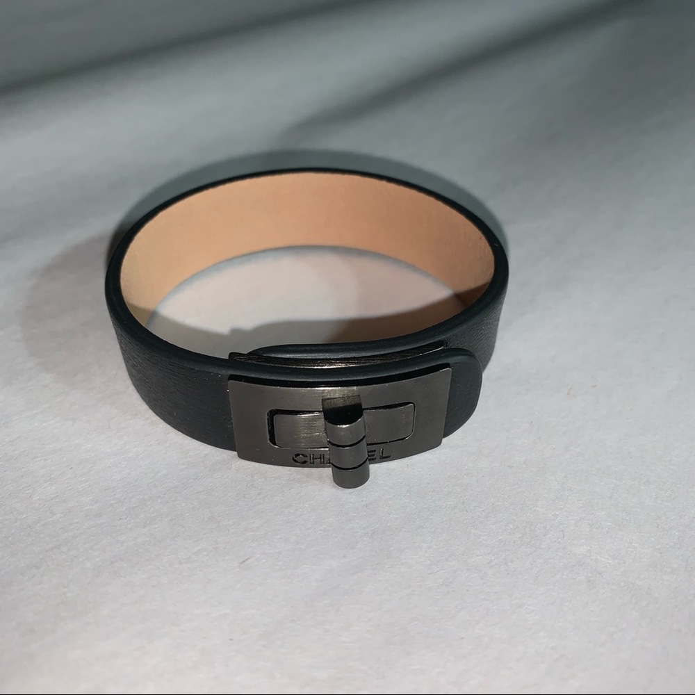 CHANEL re-issue black Mademoiselle Turn-lock CUFF BRACELET